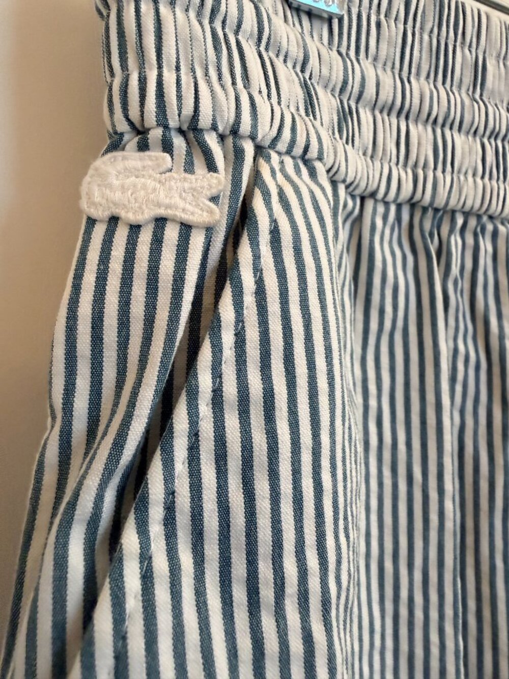 Lacoste Blue White Striped Skirt Size 30 (8/10) Elastic Waist Midi - Picture 2 of 9